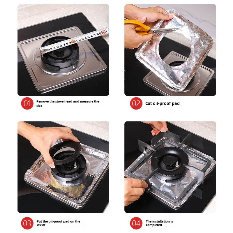 Oil-Proof Gas Stove Mat Protective Pad Round Square Kitchen Tin Paper