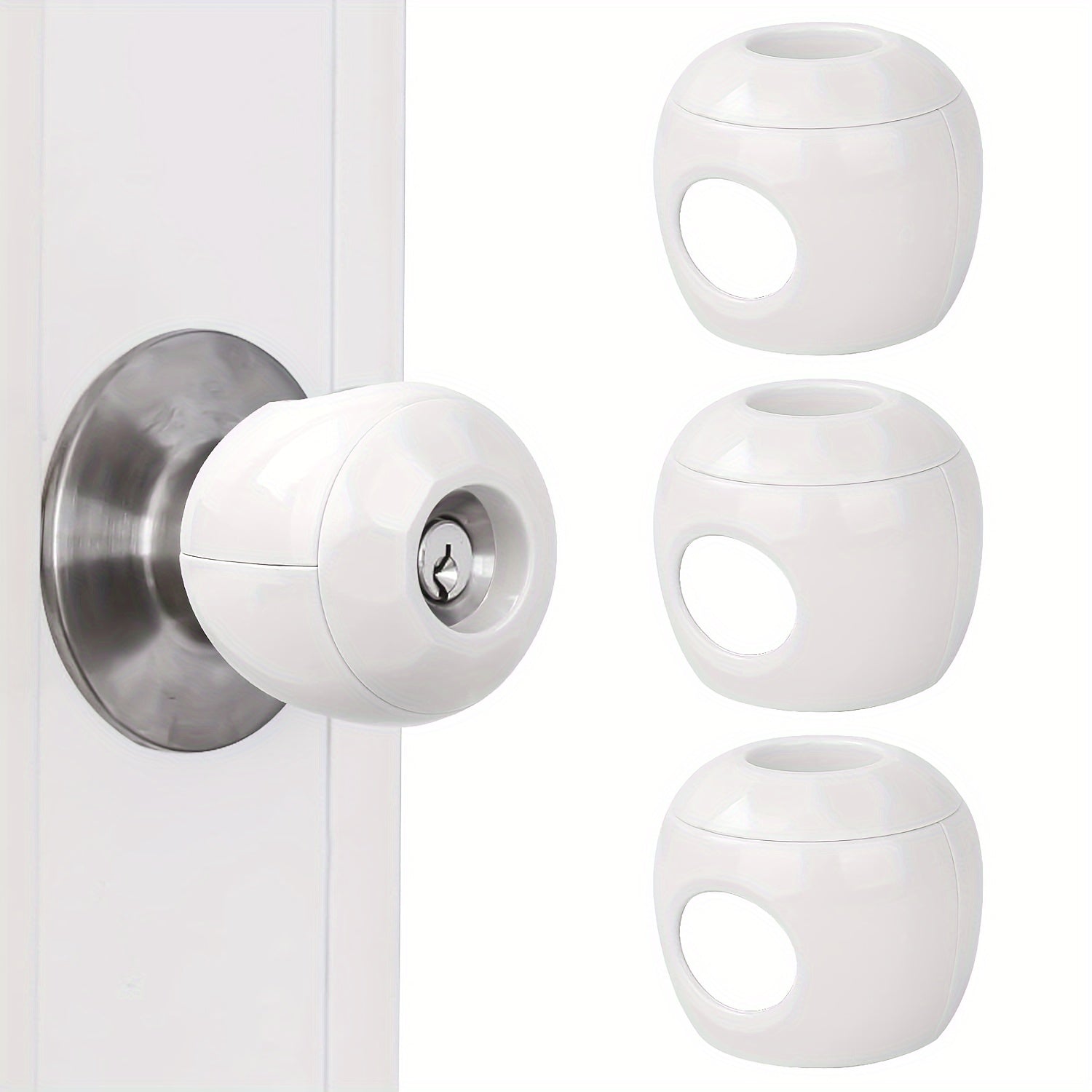 Bolalar xavfsizligi eshik tutqichlari qoplamalari Oq, bardoshli, qayta ishlatiladigan, oson olib tashlanadigan, ikki tomonlama qulflash bilan xavfsizlik