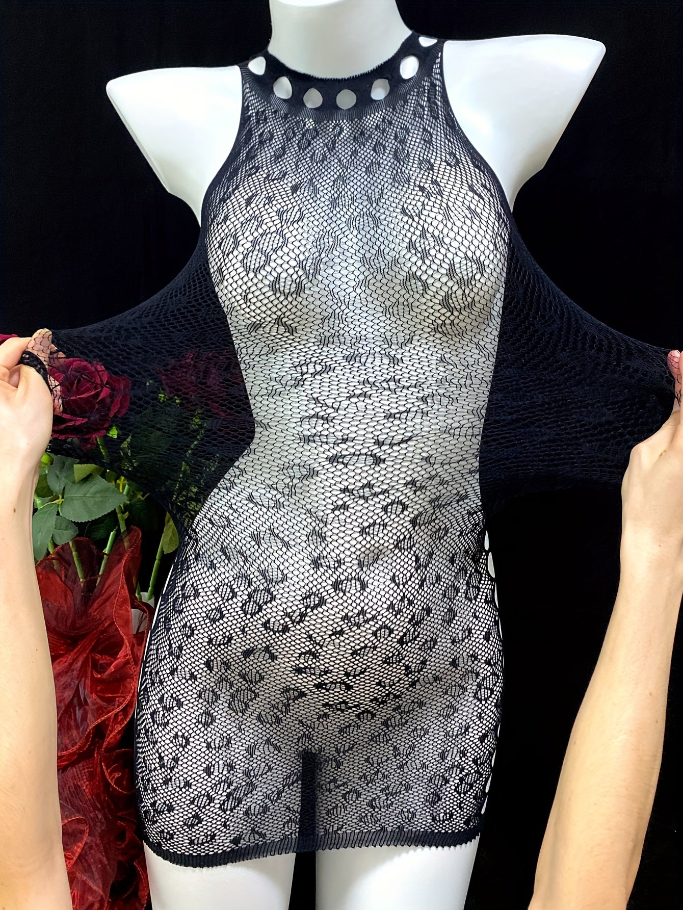 Women’s Fishnet Bodycon Dress Sheer Design for Music Festivals