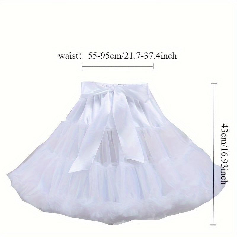 White Lolita Style Tulle Crinoline Skirt for Cosplay and Dresses Polyester Puffy Insert Hand Washable Valentine’s Day