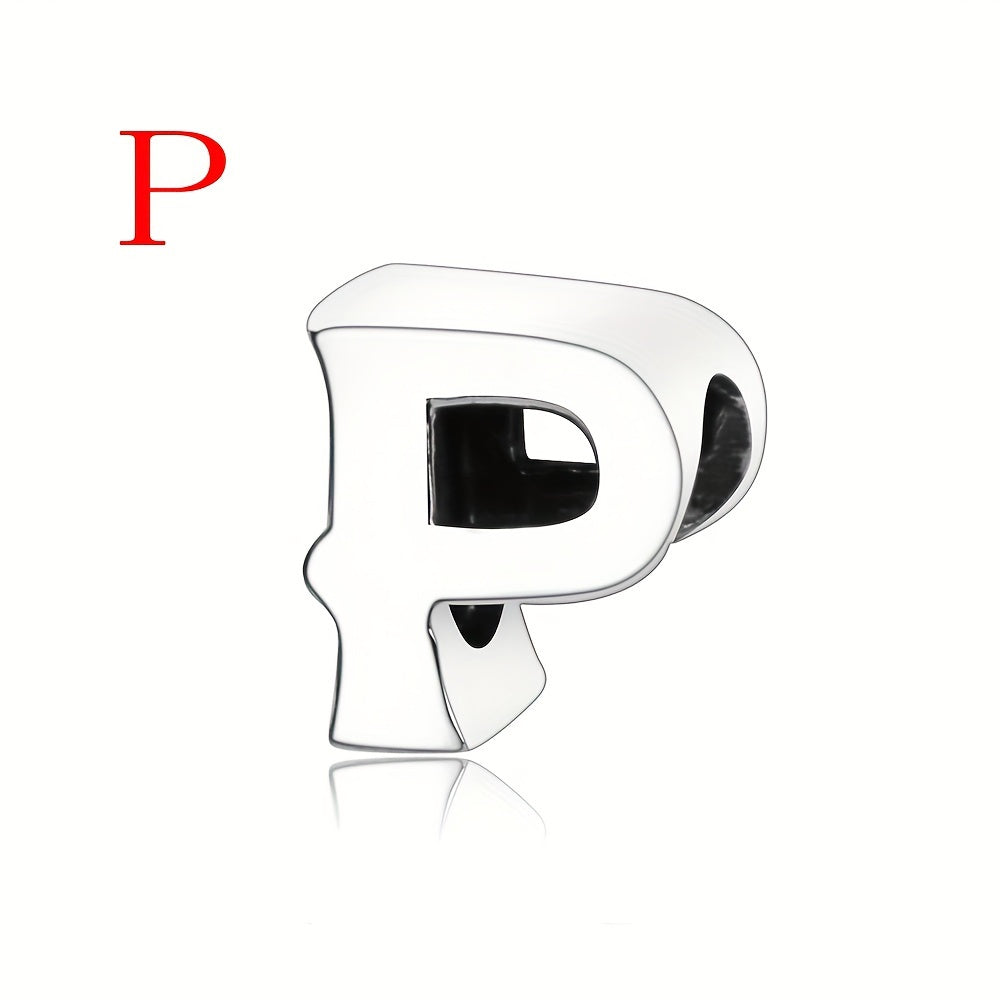 925 Sterling Silver Alphabet Letter Charms Beads for DIY Jewelry Making