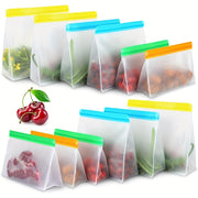 Pack of 8 BPA-Free Gallon Size PEVA Reusable Freezer Storage Bags Leakproof Durable for Meal Prep Snacks Sandwiches