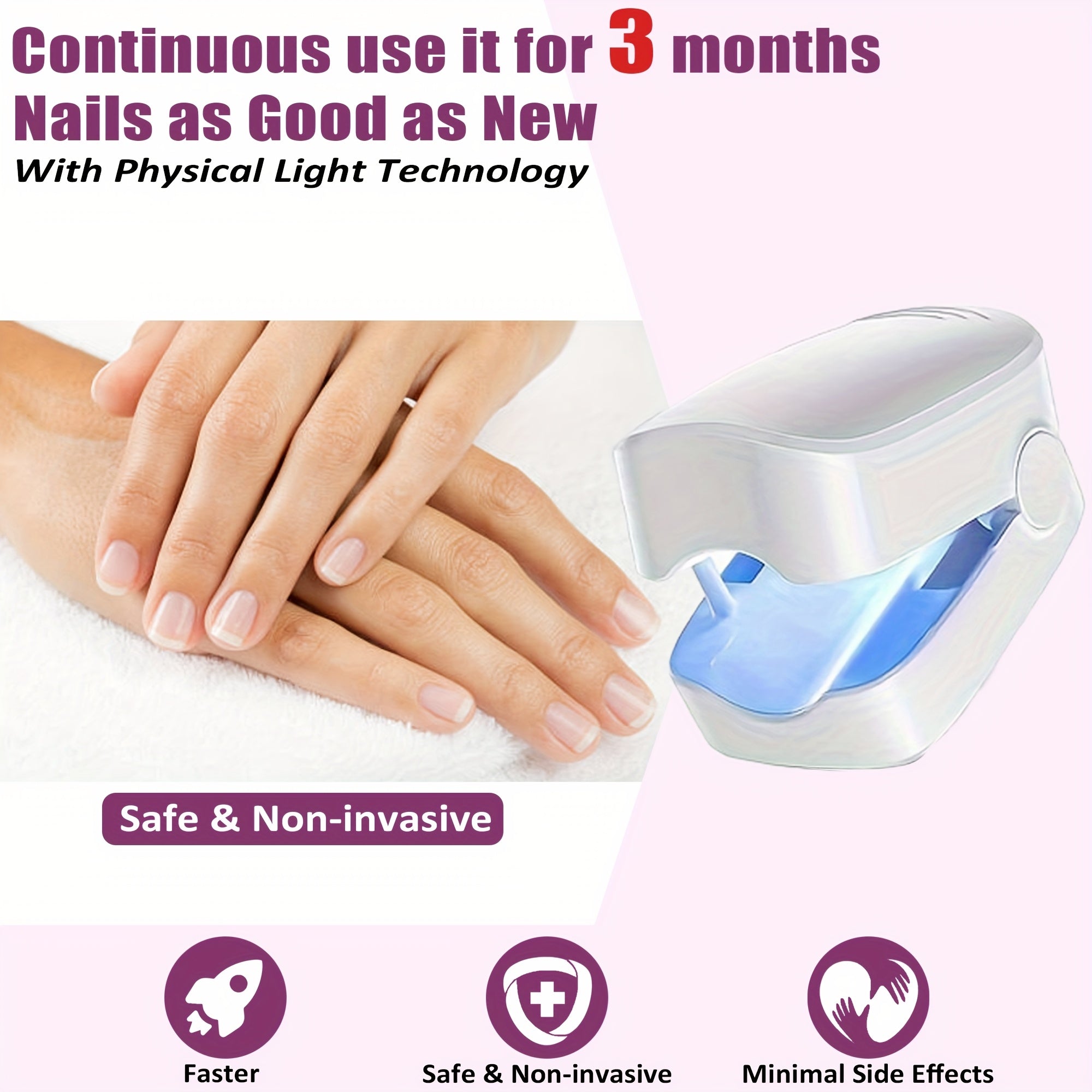 USB Rechargeable LED Nail Fungus Cleaner Lamp Odorless Low Voltage Portable Nail Care Device