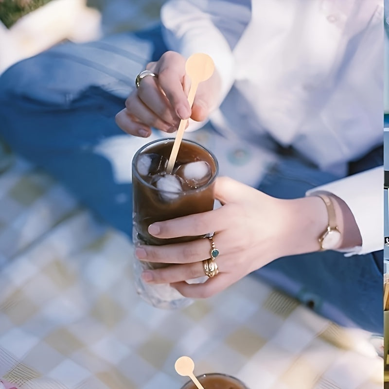 Pack of 50 15cm Wooden Coffee Stirrers Natural Biodegradable Beverage Stirring Sticks