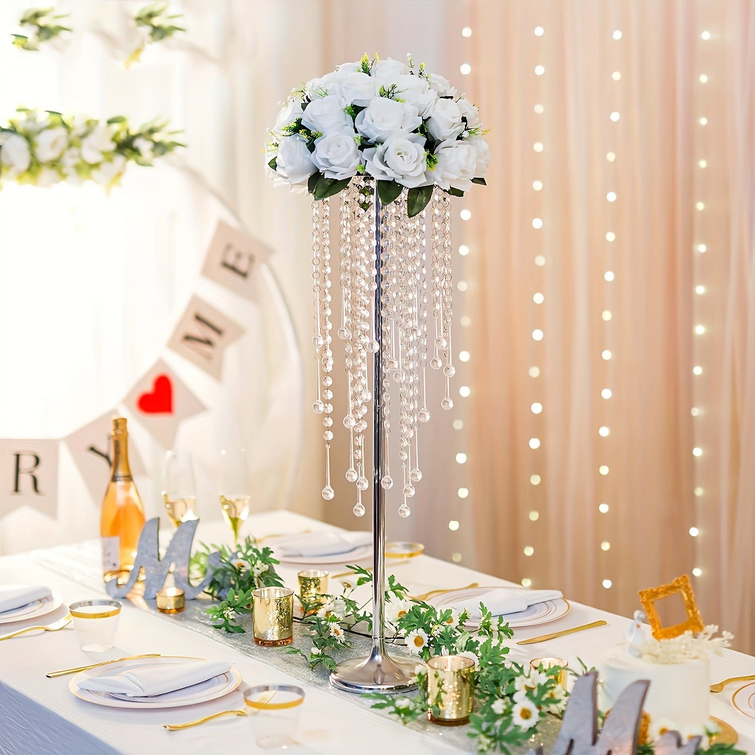 Set of 2 Metal Wedding Centerpiece Stands for Table Decorations