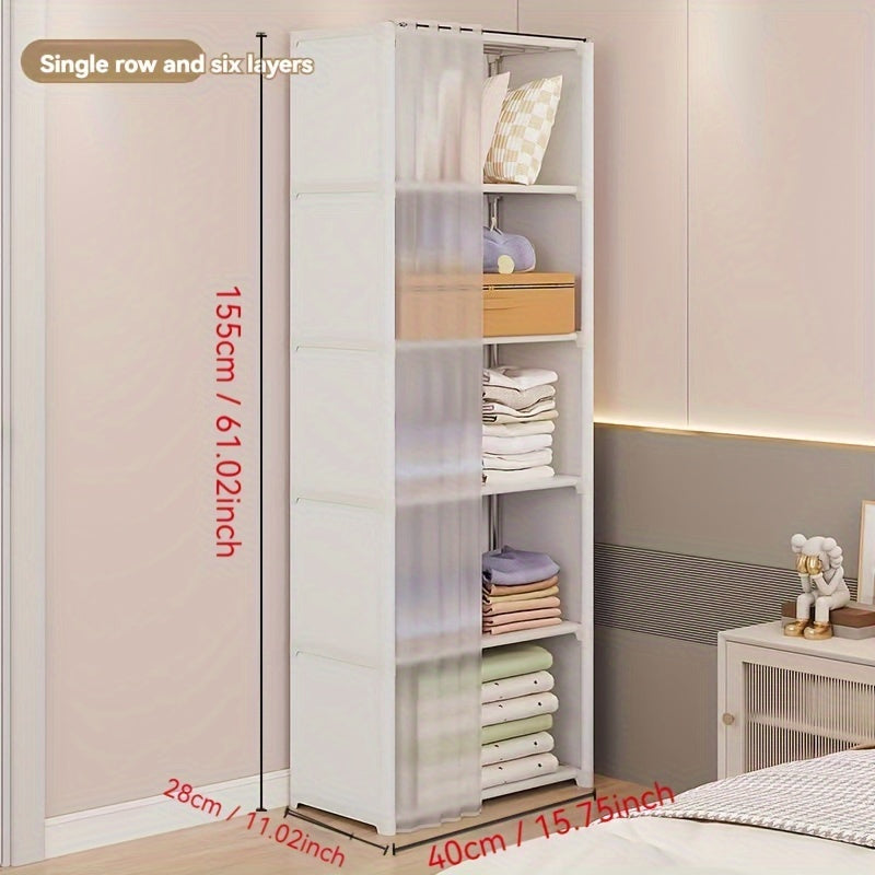 Metal Multi-Layer Storage Organizer with Dustproof Shelves for Bedrooms Dorms and Classrooms