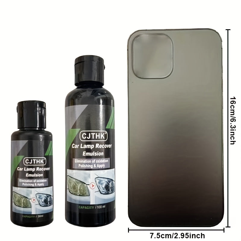Universal Car Headlight Restoration Kit Including Polishing Agent and Repair Liquid