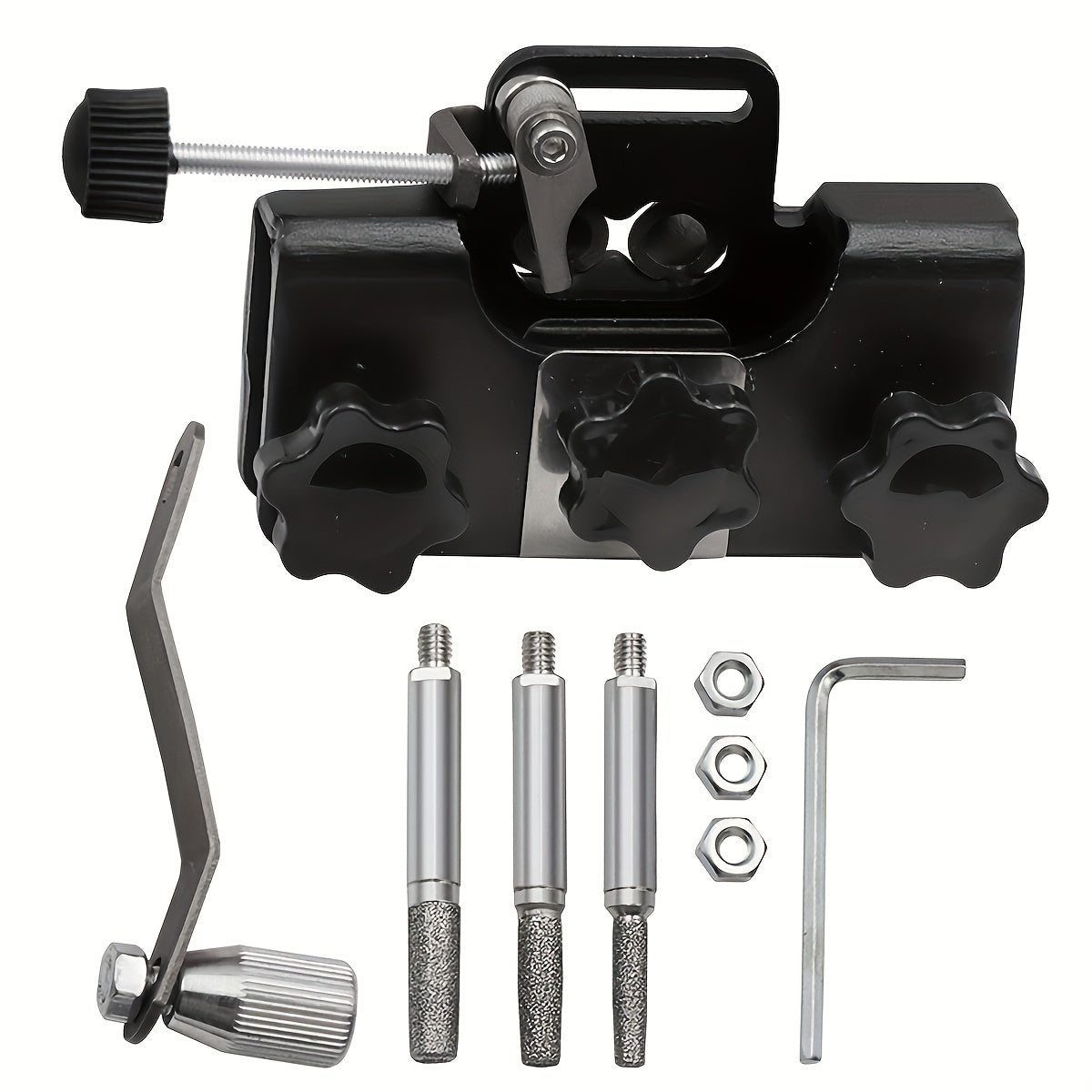 Комплект для заточки цепных пил ручного типа с 3 шлифовальными головками и сумкой для переноски