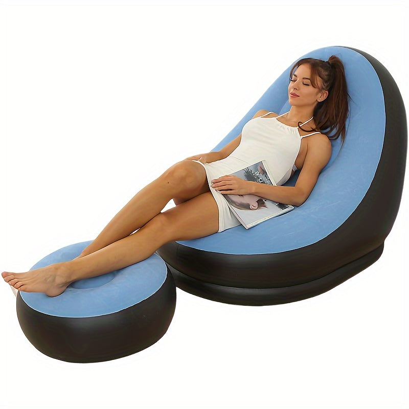 Inflatable Lounge Chairs Set with Chairs Footstools and Folding Recliners for Outdoor Relaxation