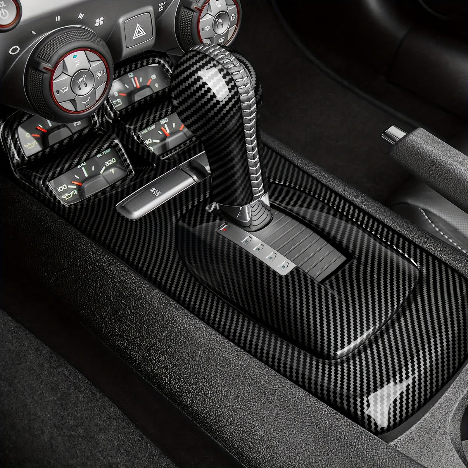Interior Carbon Fiber Gear Shift Panel Sticker for Camaro 2010-2015