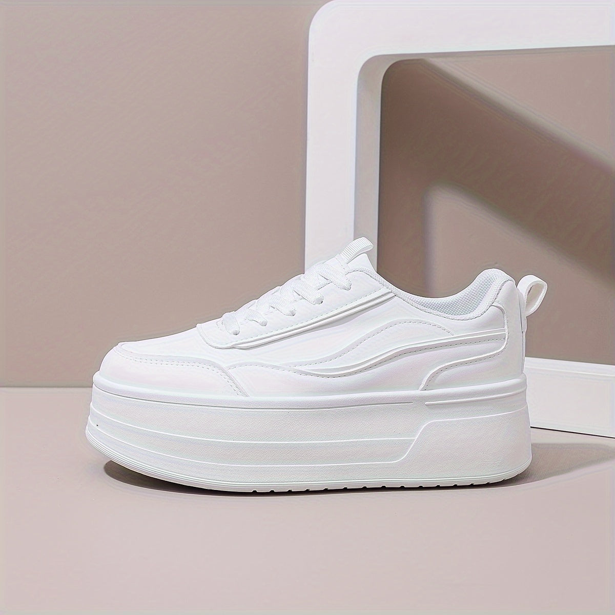 Women’s Chunky Platform Sneakers White Casual High Top Shoes