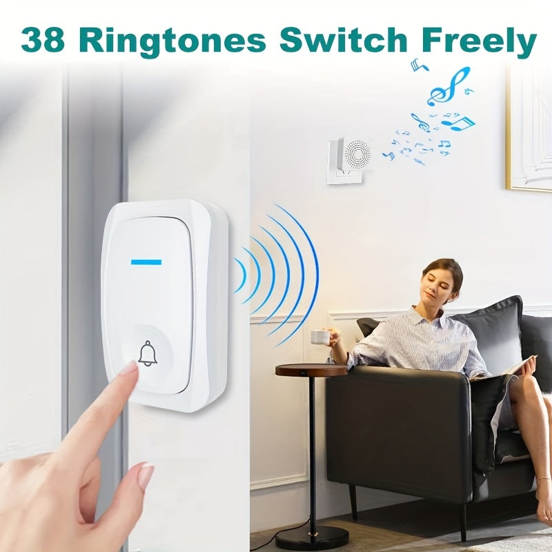 Wireless Doorbell with 38 Ringtones Long-Range Remote USB Powered