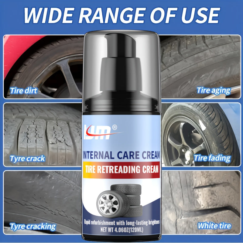 Cera brillante para neumáticos 120ml Protección contra el ennegrecimiento Mejorador de brillo para neumáticos de coche y SUV