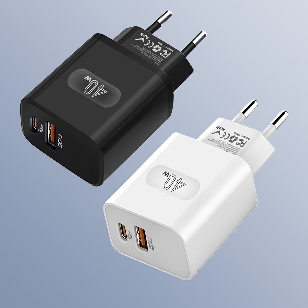 40W Dual Port USB-C Wall Charger Fast Charging PD 3.0 QC 4.0 for iPhone Samsung Xiaomi Oppo Vivo
