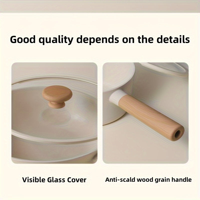 Высококачественная антипригарная алюминиевая сковорода с стеклянной крышкой - долговечная, безопасная для посудомоечной машины, совместима с плитой, легкое освобождение пищи, равномерное распределение тепла, идеальна для домашней и ресторанной готовки.