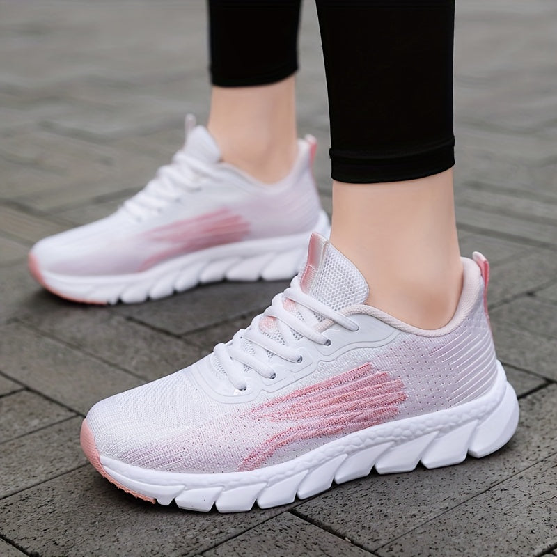 Women Solid Color Casual Sneakers Lace Up Breathable Soft Sole Plus Size