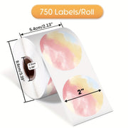 2-Inch Color Round Thermal Labels Adhesive for Logo, Price, Address Printing 750 Labels