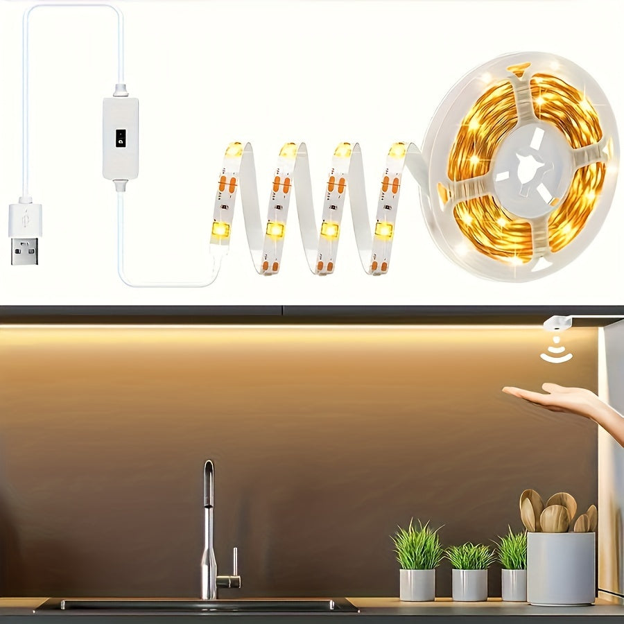 USB-Powered LED Strip Lights with Motion Activation for Indoor Decoration Cabinets Closets TV
