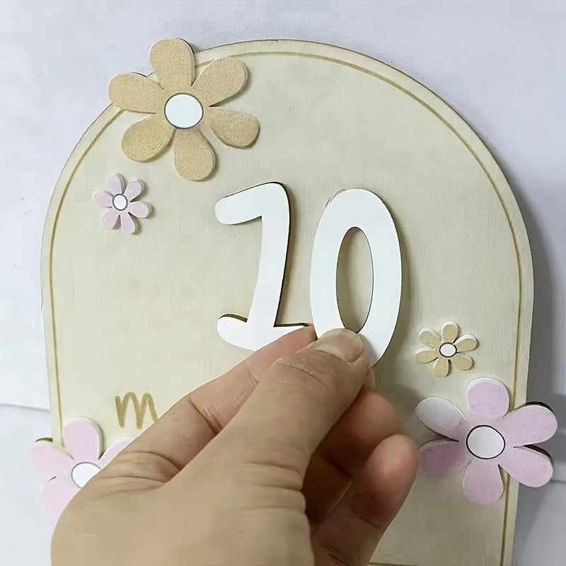 Wooden Baby Milestone Sign Growth Tracker First Year Photography Prop Gift