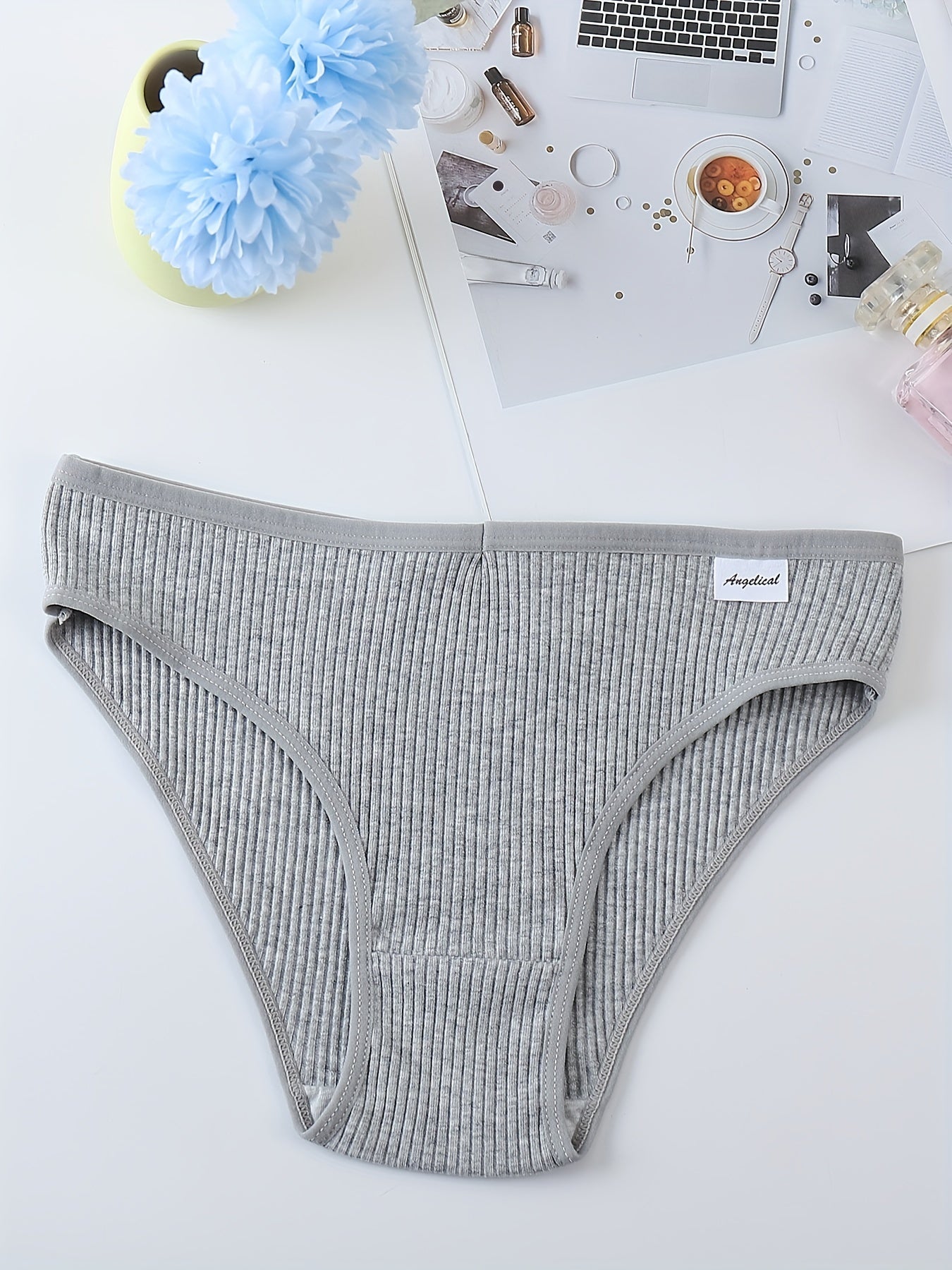 Women's Cotton Ribbed Briefs 4-Pack Mid Rise Comfortable Breathable Underwear