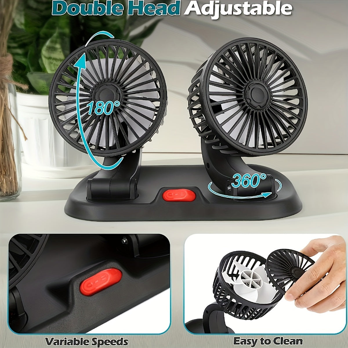 Mini USB Fan for Car and Home Double-Headed Portable Window Fan