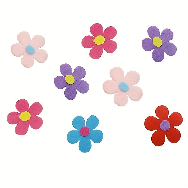 100 Handmade Felt Flowers for DIY Crafts and Classroom Decoration, Vibrant Fabric Flower Stickers