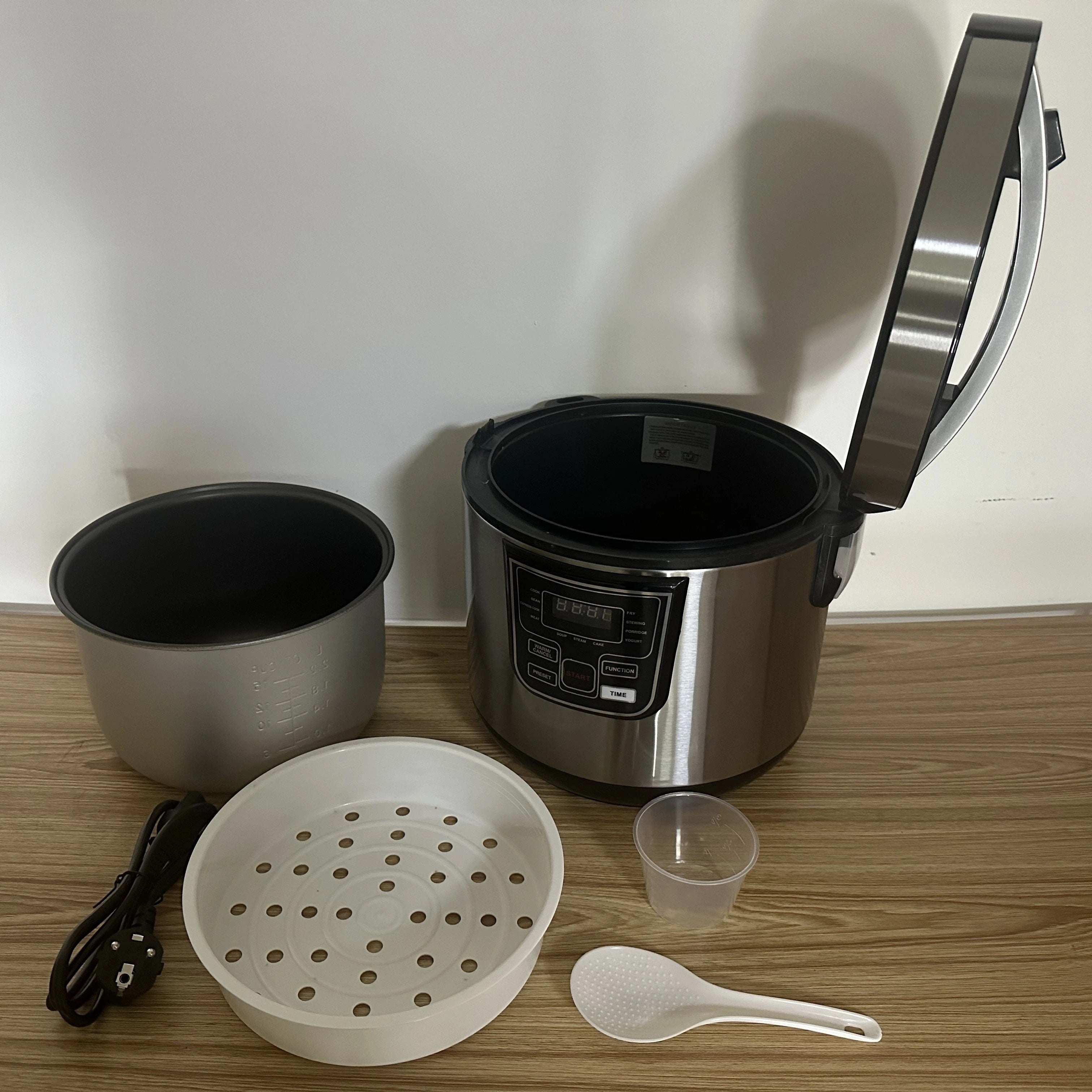 Olla arrocera eléctrica de acero inoxidable de 5L para hogares, dormitorios y cocinas, 12-15 tazas