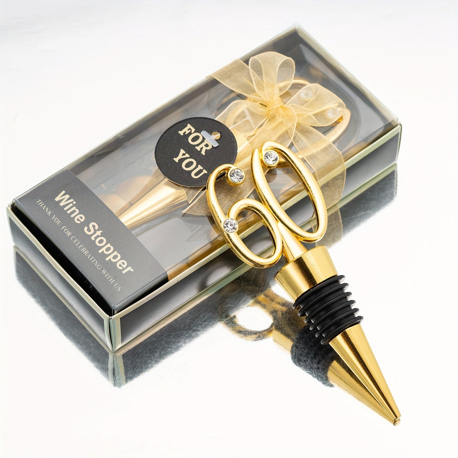 Golden Wine Stopper with Gemstone Accents for Gifts and Celebrations