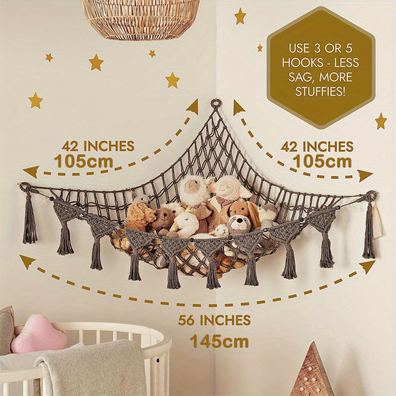 Boho Stuffed Animal Storage Net for Large and Small Toys