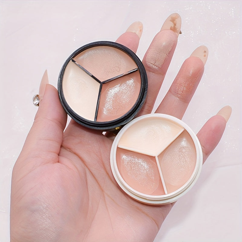 Unisex Concealer Palette 3 Colors Waterproof Long-lasting for Dark Circles