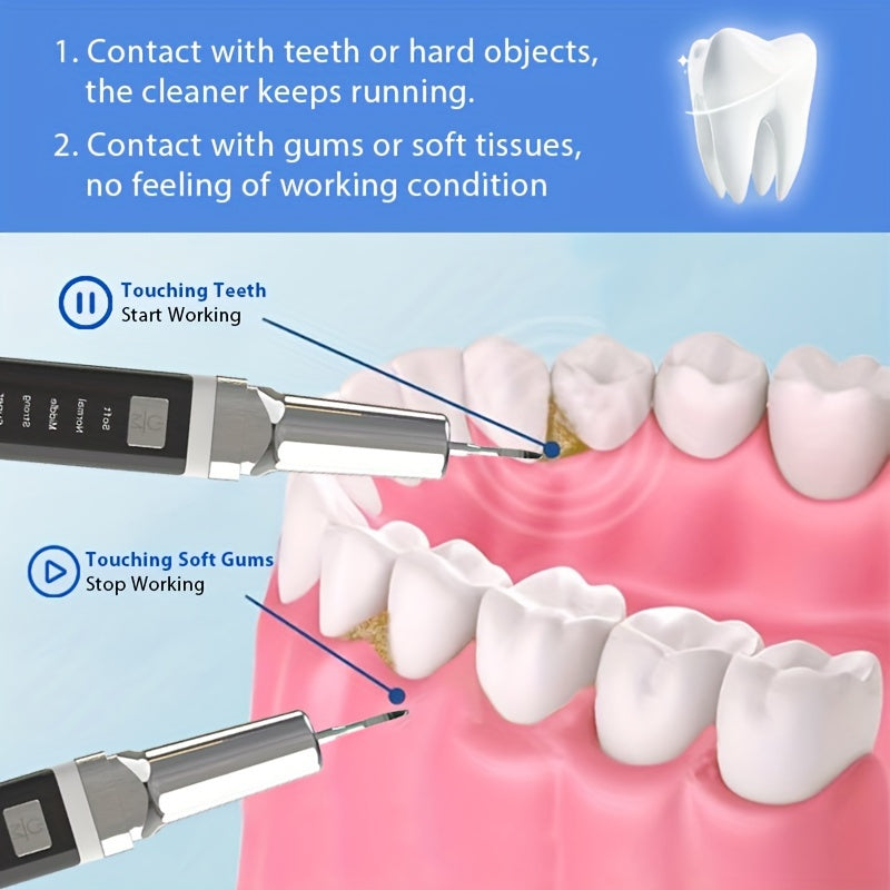 Portable Dental Cleaner With LED Lights Interchangeable Heads Tartar Removal