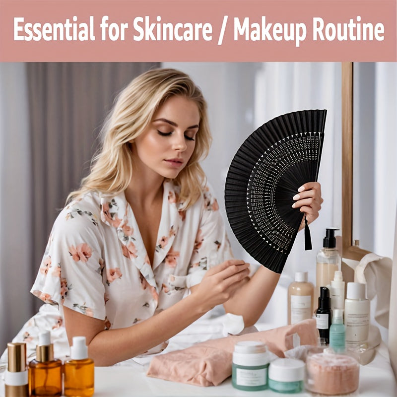 Black Bamboo Silk Hand Fan for Dancing and Events