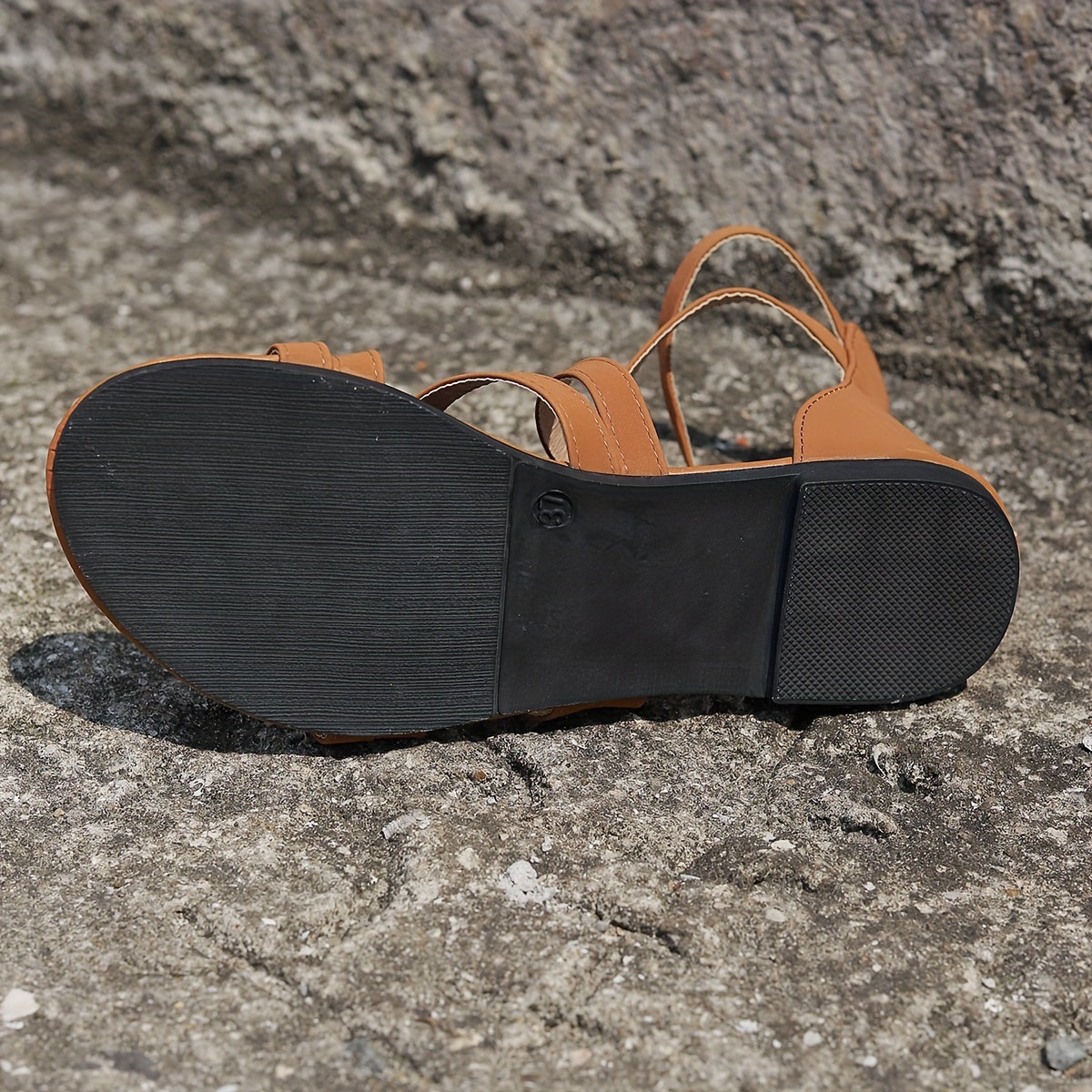 Women's Flat Sandals Summer Crisscross Ankle Strap Beach Shoes Solid Color