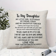 Double-Sided Daughter Pillow Cover Cozy Plush Home Decor Birthday Gift from Mom and Dad