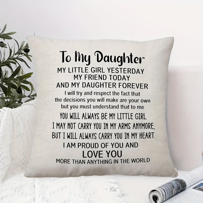 Double-Sided Daughter Pillow Cover Cozy Plush Home Decor Birthday Gift from Mom and Dad
