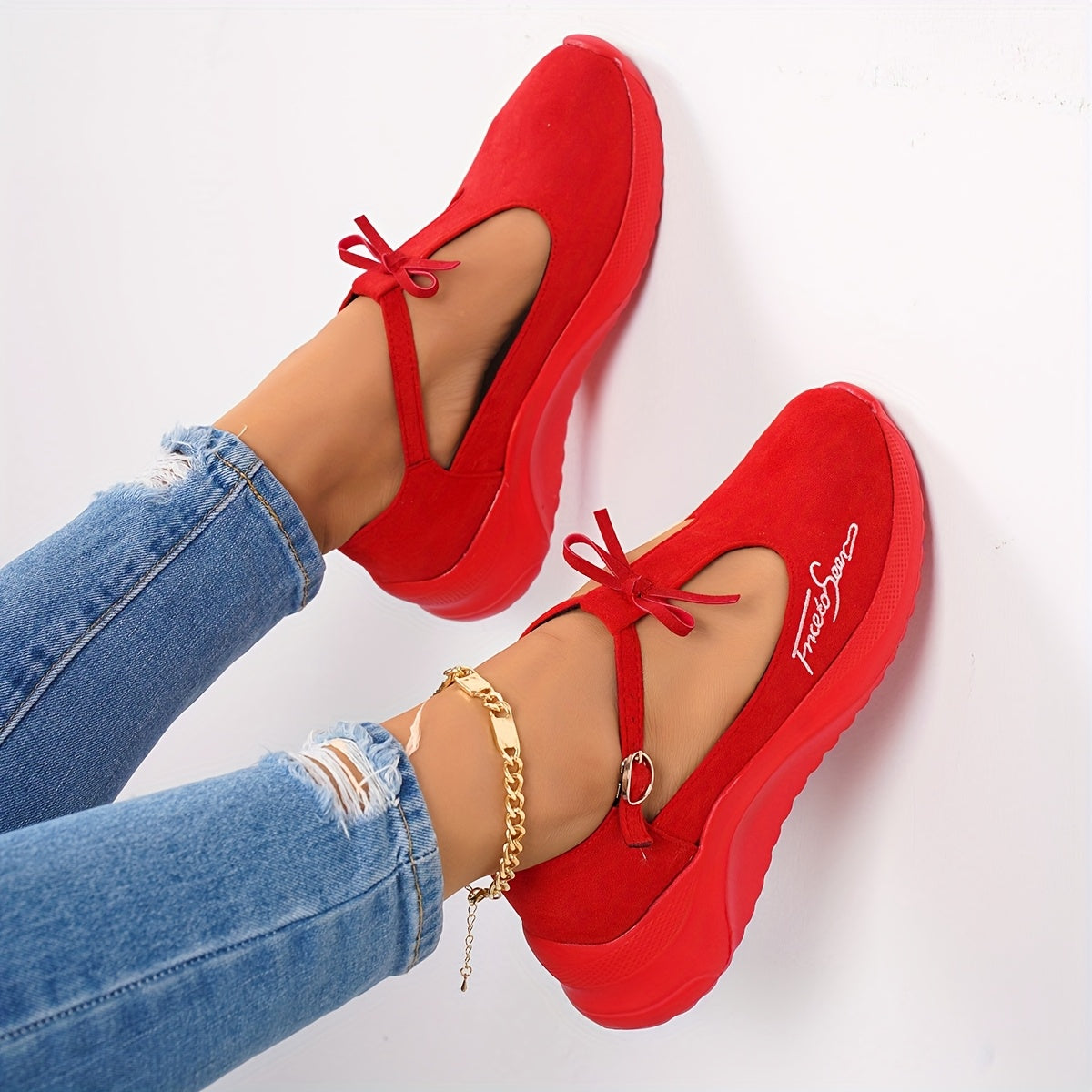Women's Embroidery Casual Mary Jane Sports Shoes Easy Wear