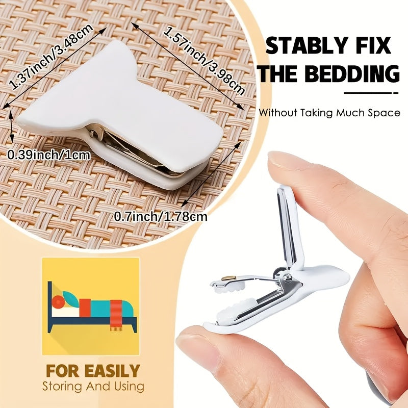 Set of 4 White Bedding Clips Non-Slip Comforter Clips with Foam Padding