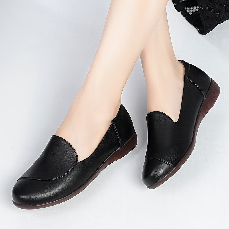 Women's Slip-On Flats Synthetic Upper PVC Sole Casual Shoes Black
