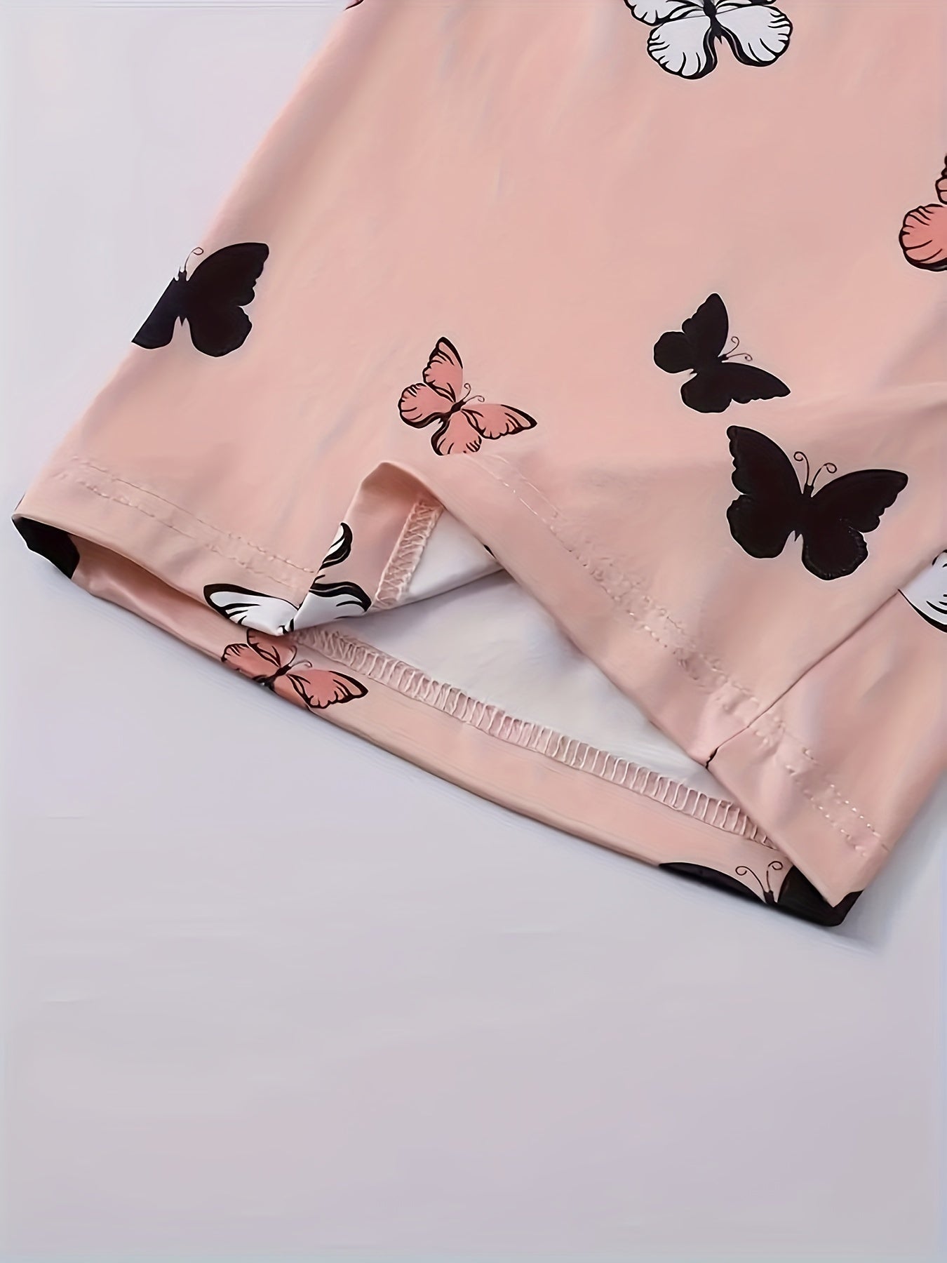 Plus Size Butterfly Print Short Sleeve Pajama Set Two-Piece Combo