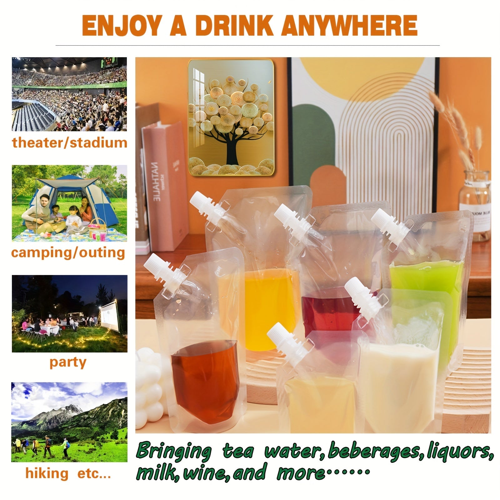 Reusable Plastic Water Bottles Set of 6 8oz 12oz 16oz 32oz Leak-Proof Portable