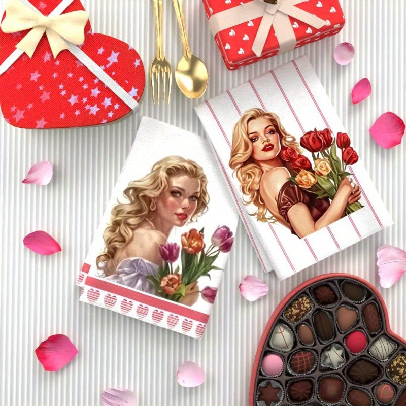 Набор из 2 кухонных полотенец Тюльпаны Блондинка Красота 45,72x66,04 см впитывающие