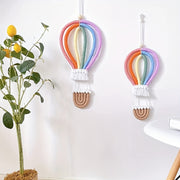 Nordic Style Hanging Wall Decor Ornament Woven Rainbow Hot Air Balloon for Wall Art