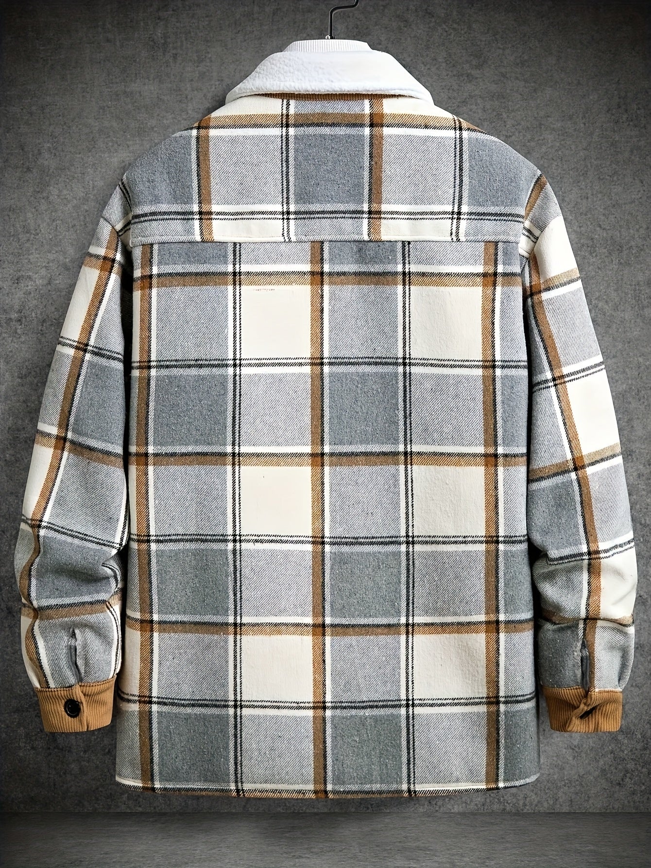 Men's Casual Plaid Shirt Made from 100% Polyester Knit Fabric with Lapel Collar and Button Details