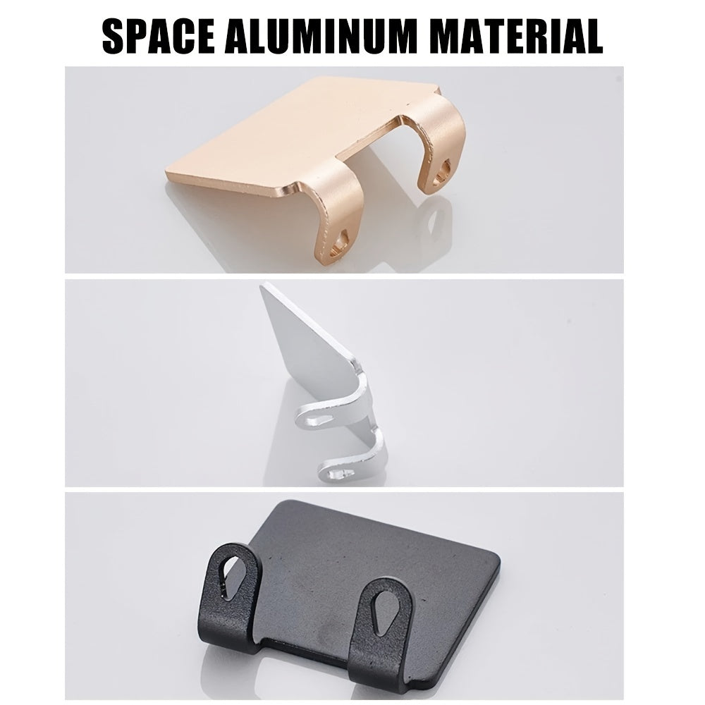 Organizador de almacenamiento para baño de aluminio espacial con soporte para rasuradora sin necesidad de perforar