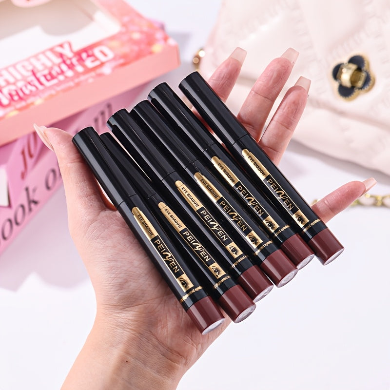 Women Waterproof Metallic and Matte Eyeshadow Pencil Set with 6 Colors