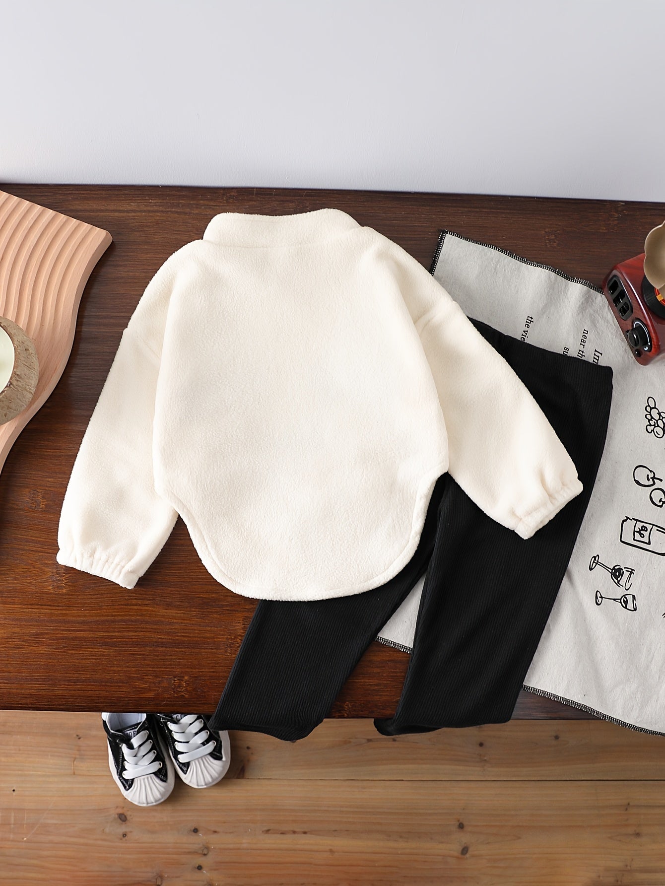 Girls Kids 2-Piece Set Fall Winter Street Fashion Letter Embroidery Zipper Slim Trousers