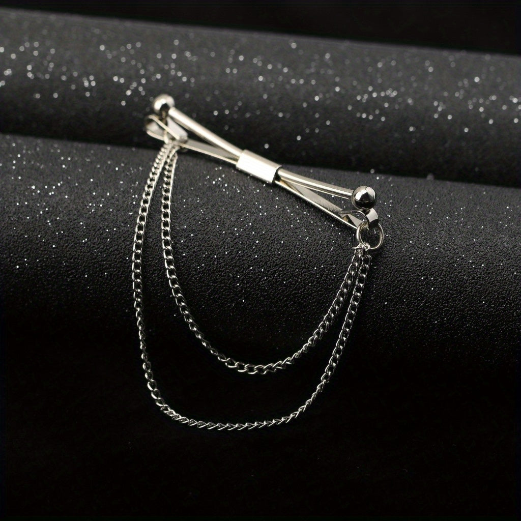 Men's Silver Tie Clip Bar Brooch for Formal Business or Anniversary Party