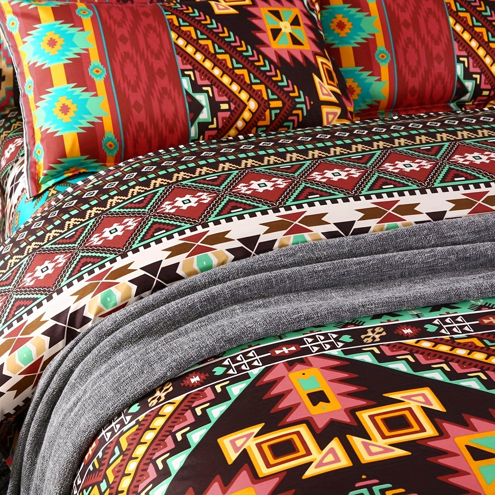 Conjunto de ropa de cama estilo bohemio de 3 piezas, funda nórdica y fundas de almohada para dormitorio o habitación de invitados