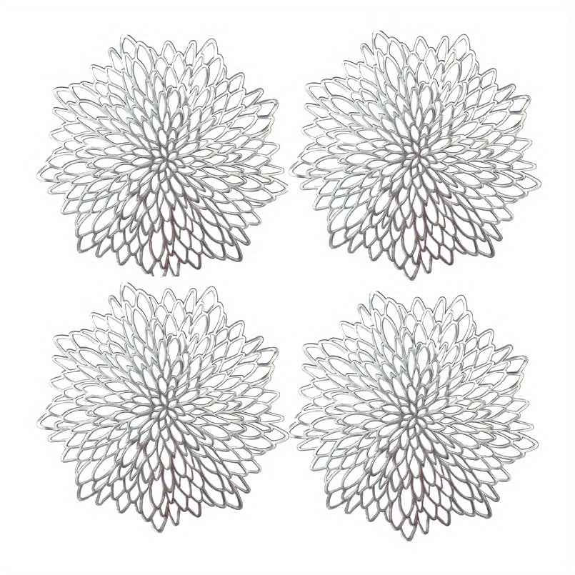 Individual de PVC con diseño antideslizante de flor de hibisco para mesa de comedor