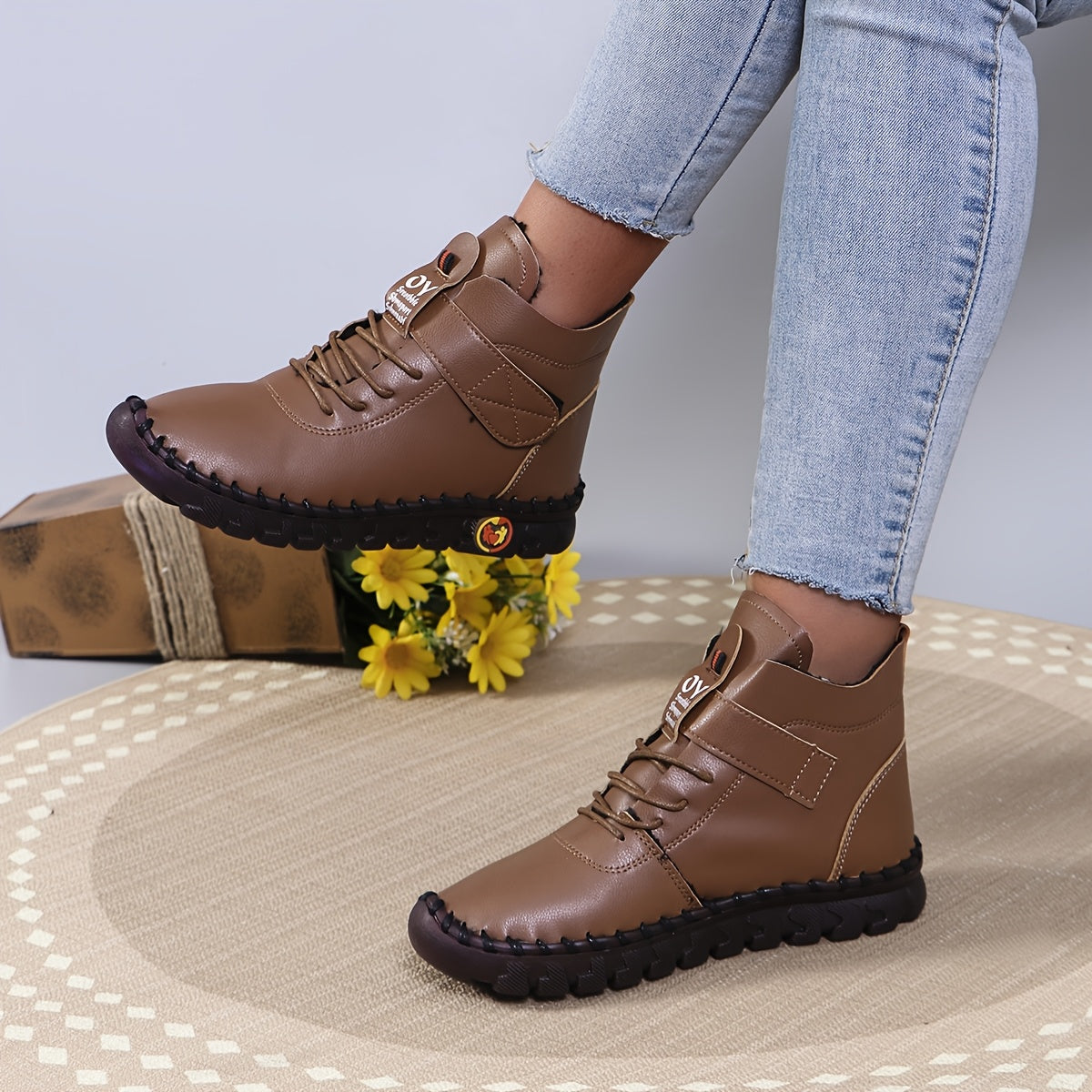 Women Warm Winter High-Top Boots Anti-Slip Casual Faux Leather